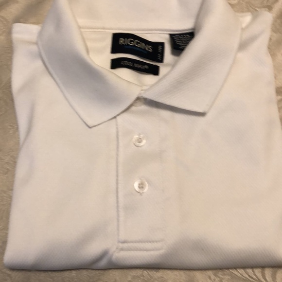 RIGGINS PERFORMANCE COOL MAX XL WHITE SHORT STRAIGHT SLEEVE GOLF SHIRT #… - Picture 8 of 9
